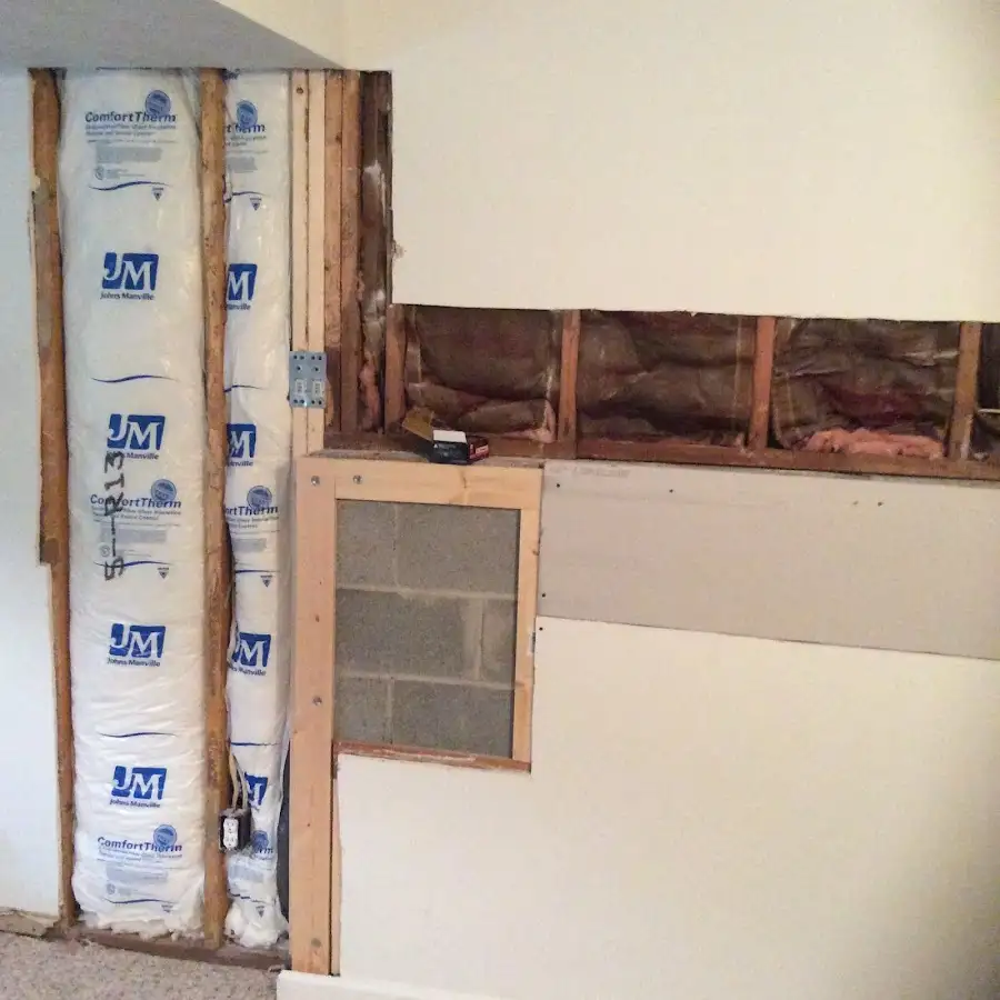 Wall insulation replacement during Basement Flood Cleanup in Medulla